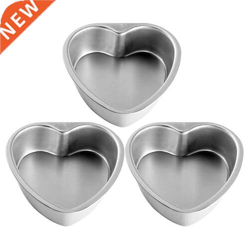 3 Pack Aluminum Heart Shaped Non-Stick Cake Pan Set Diy