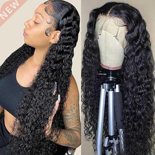RONGDUOYI Black Color Water Wave Wig For Women Heat Resistan