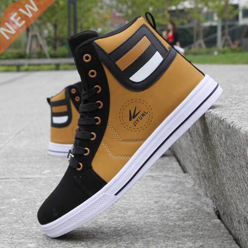 Mens Round Toe High Top Sneakers Casual Vulcanize Shoes Lace