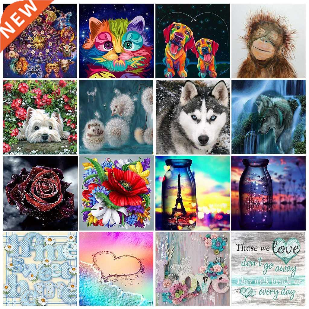 5D Diy round diamond painting kit animal pattern cross stitc