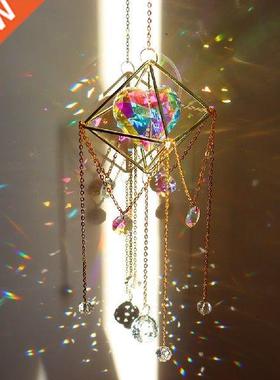 Crystal Wnd Chme Star Moon Colorful Dream Catcher Ranbow