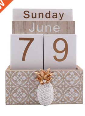 Wooden Perpetual endar, Vintage Wood Block Perpetual e
