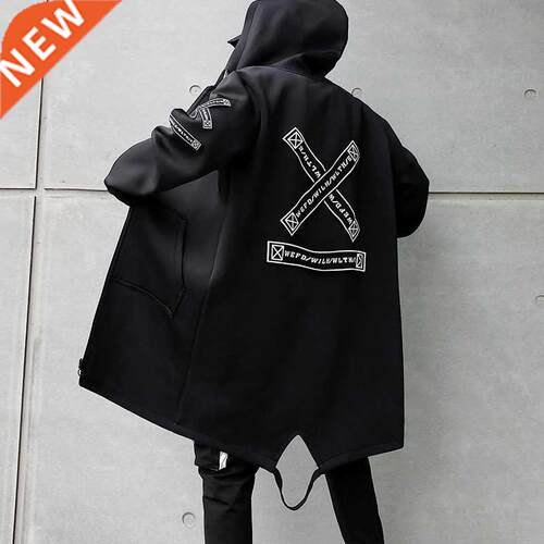 2022 Spring Autumn Men Hooded Jackets Print Harajuku Windbre