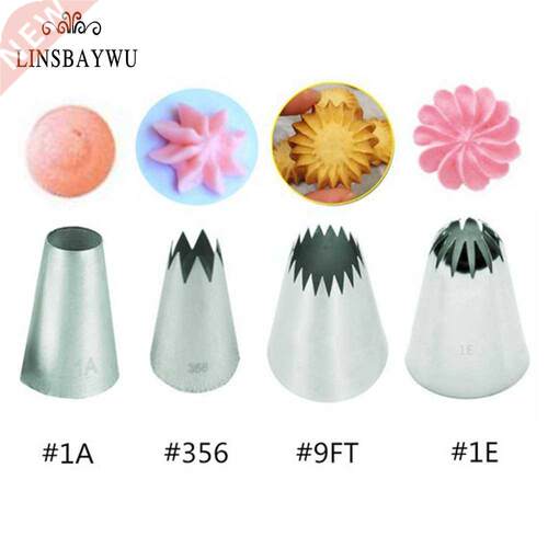 LINSBAYWU 4Pcs Big Cream Icing Piping Nozzles Cake Baking