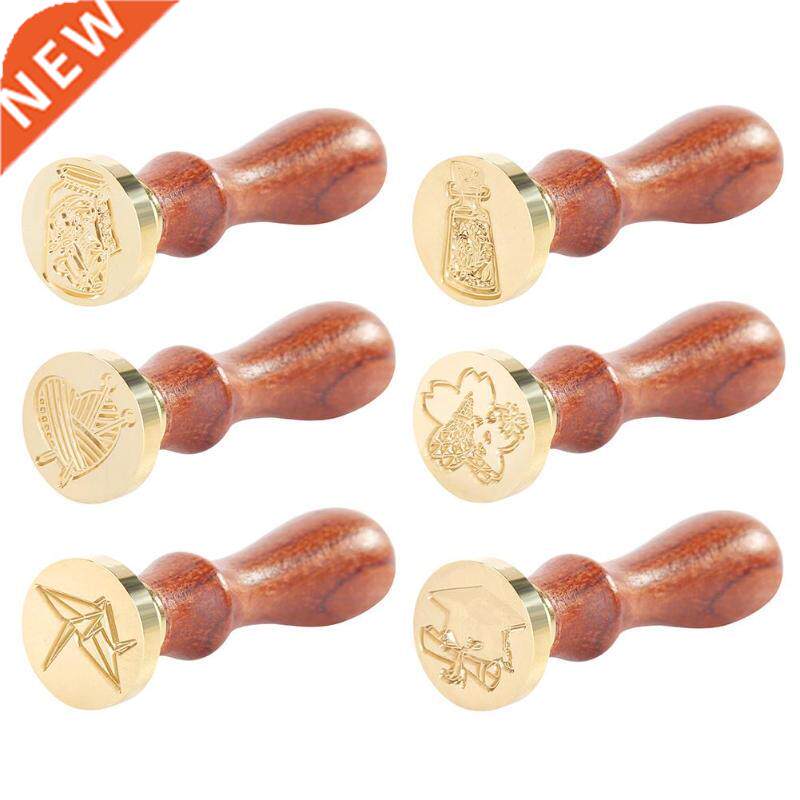 Abstract Wood Handle Antique Metal Sealing Wax Stamps for DI