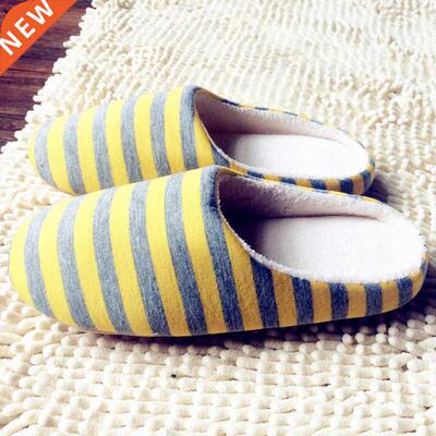Slippers Winter Women Men Shoes Warm Soft Indoor floor Stri