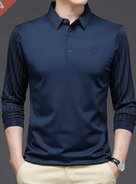 BROWON Spring and Autumn T Shirt Men Turn-down Collar Solid