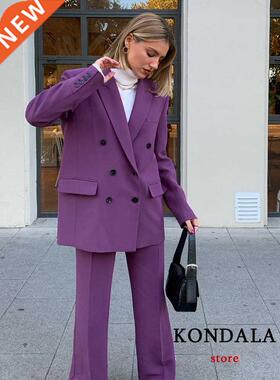KONDALA 2022 Offce Lady Sold Purple Overszed Long Blazer