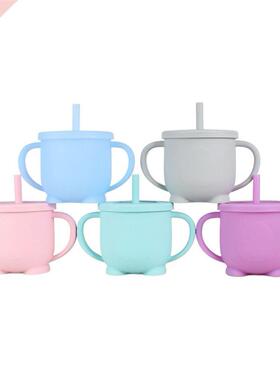 Baby Feeding Drinkware Cup with Straw Silicone Sippy Cups