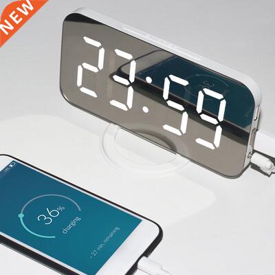 Digital Alarm Clock Desk Table Clock Curved LED Screen Alarm