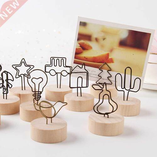 Desktop Photo Note Holder Cactus Star Bulb Shape Clips Retro
