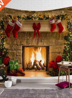 Fireplace Backdrop Christmas Tree Photography Background Par