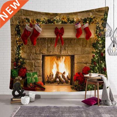 Fireplace Backdrop Christmas Tree Photography Background Par