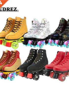 Skating Shoes Patines Wrotki Leather Roller Skates Double Li