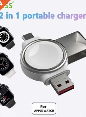 2 in 1 Wireless Smart Watch Magnetic Charger Type-C USB Inte