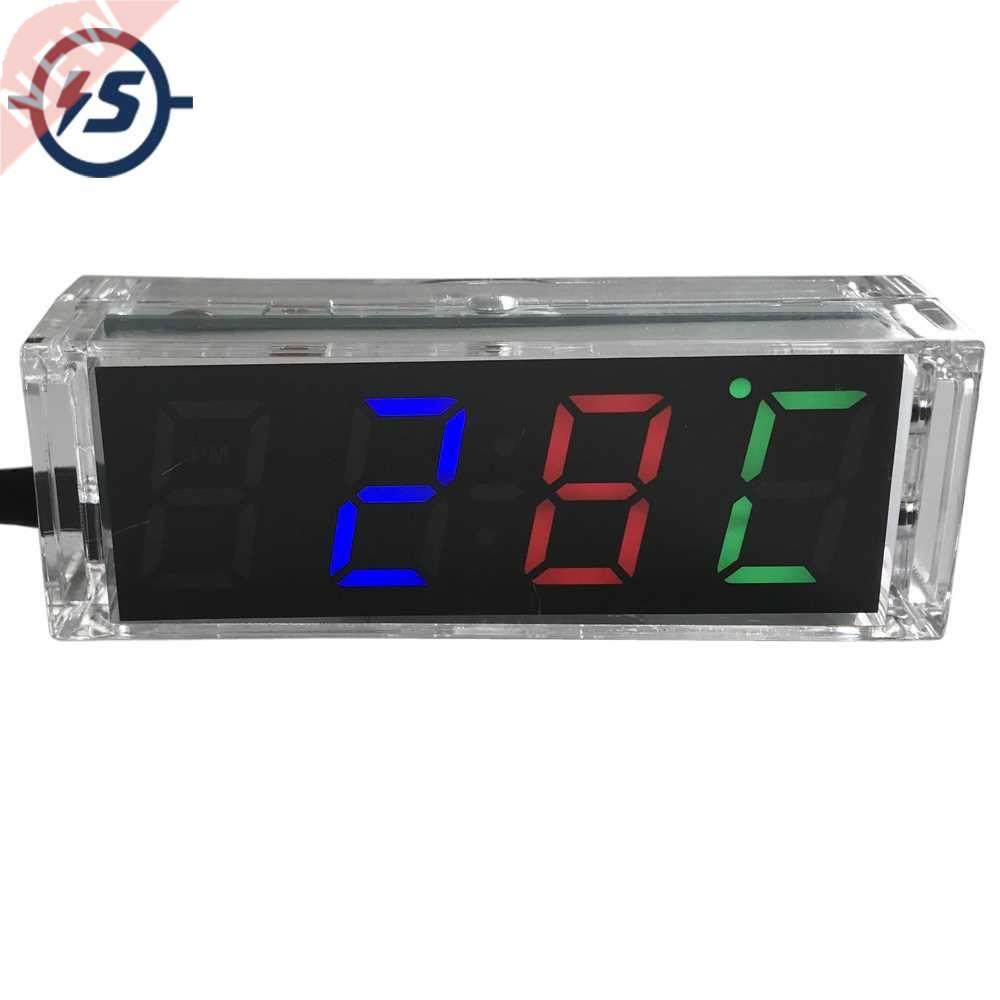 Colorful 4 Bit Digital LED Electronic Clock  Kit Temperat