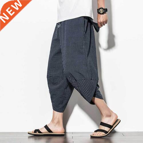 Baggy Cotton Harem Pants Men 2021 Summer Japanese Vintage St