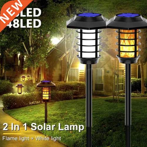 48/66 LED 2 In 1 LED Solr Flme Torch Lmp Outdoor Solr G