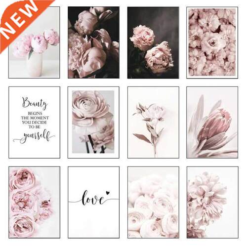 Fresh Flower Pink Wall Art Landscape Painting Girl Room Dec