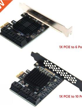 6/10 Port SATA PCIE Adapter PCIE X4 X8 X16 to SATA .0 6Gbps