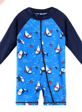 BAOHULU UPF50+ Cartoon Kids Swimwear Long Sleeve Baby Boy Sw