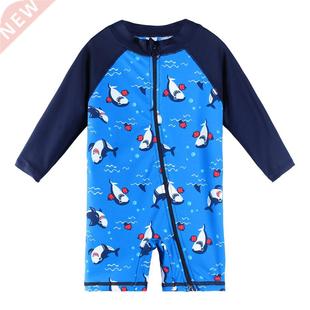 BAOHULU UPF50+ Cartoon Kids Swimwear Long Sleeve Baby Boy Sw