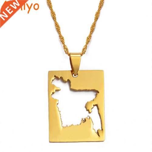 Anniyo Bengal Country Map Pendant and Thin Necklace Gold Co