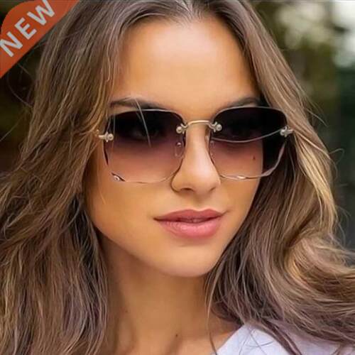 Square Sunglasses Women Brand Designer Fashion Rimless Gradi