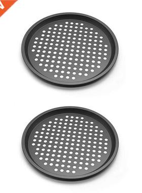 2 Pcs Pizza Crisper Pan, Carbon Steel, Non-Stick, Tray Pizza