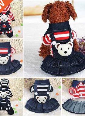 Denm Fashon Pet Clothes Dog Jumpsut Large Pocket Thck