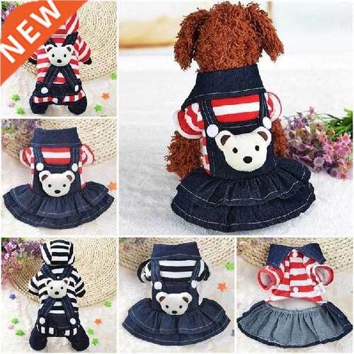 Denm Fashon Pet Clothes Dog Jumpsut Large Pocket Thck