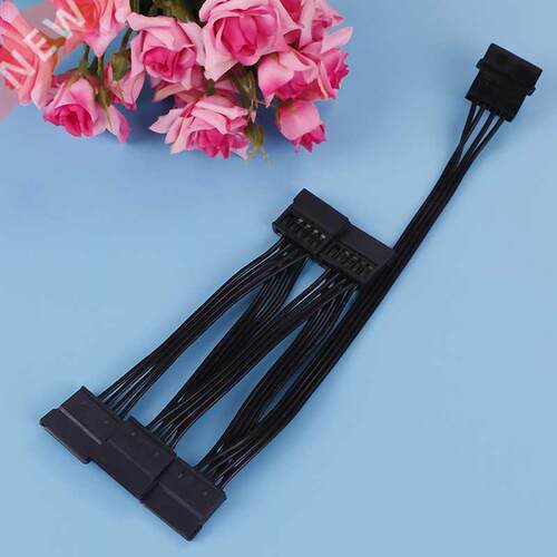 1pc 4Pin IDE Molex To 5-Port 15Pin SATA Power Cable Cord Lea