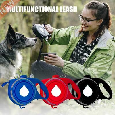 Retractable Dog Leash Nylon Foldable Travel Bowl Portable