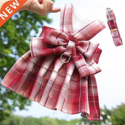 Bow Dog Collar Skirt Cute Pet Harness with Breast Strap Trac