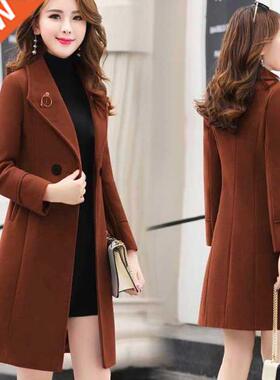 2022 New Spring and Autumn Woolen Coat Female Long Large Siz