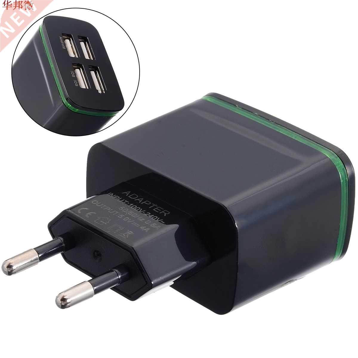 4 Port USB Wall Charger EU Plug Adapter Mobile Phone Fast Ch