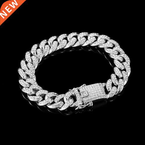 Luxury Fashion Rhinestone Bracelet Women Men Hiphop Cuban Li