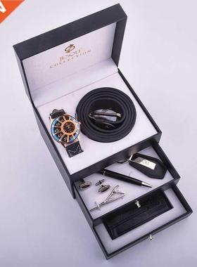 Luxury Men Watch Wallet Belt Gift for Boyfriend Husband 7pcs