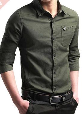 Outdoor Hiking Shirts Men Shirts Solid Cotton Blend Men's H