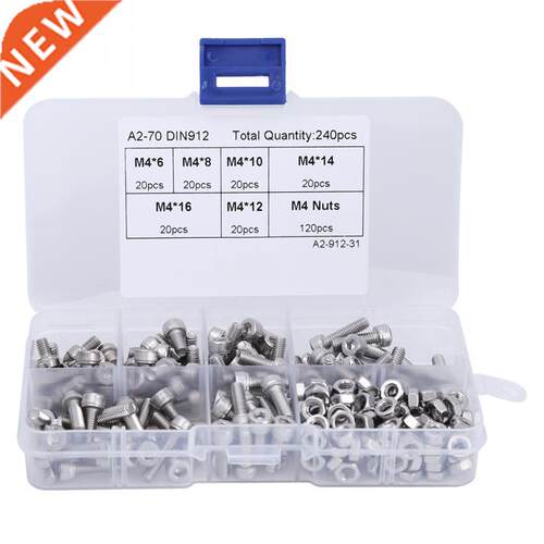 240pcs 04 DIN912 M4 Hex Socket Cap Screws Nuts Set