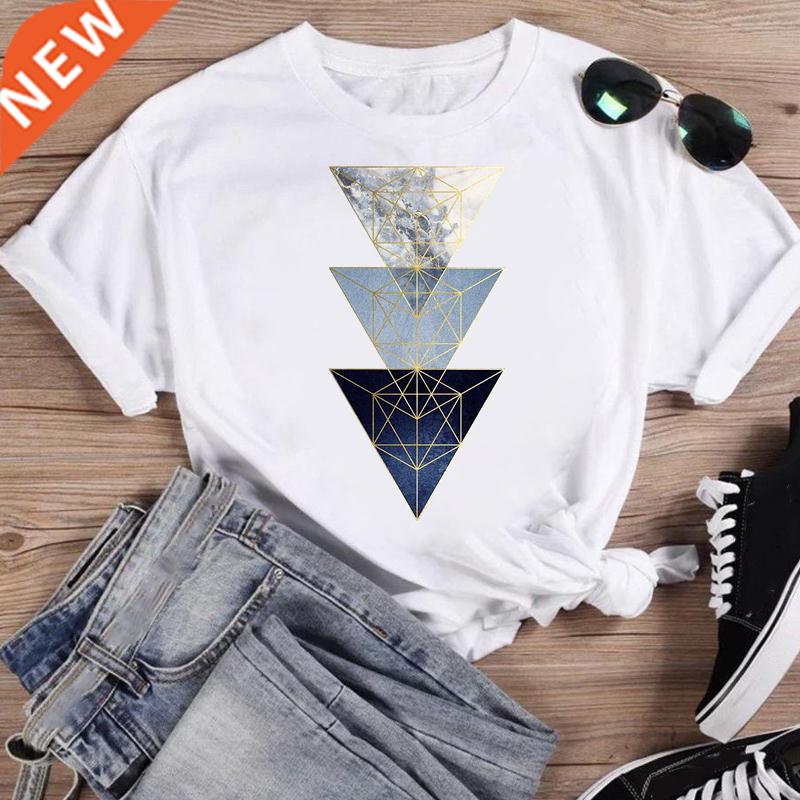 Women Geometric Lovely nd Fashion Cartoon Short Sleeve Summe