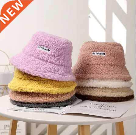 Lamb Faux Fur Bucket Hat Thickened Warm Teddy Velvet Winter