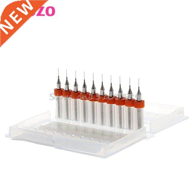 10Pcs 0.3mm Tip 1/8 Shank Spiral Flute Tungsten Carbide Mic