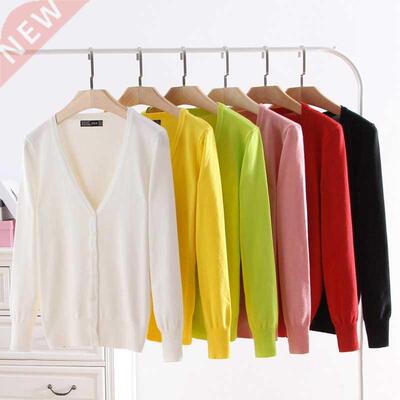 Sweater Knitted Cardigan Button Jacket 2021 Autumn V-neck Lo