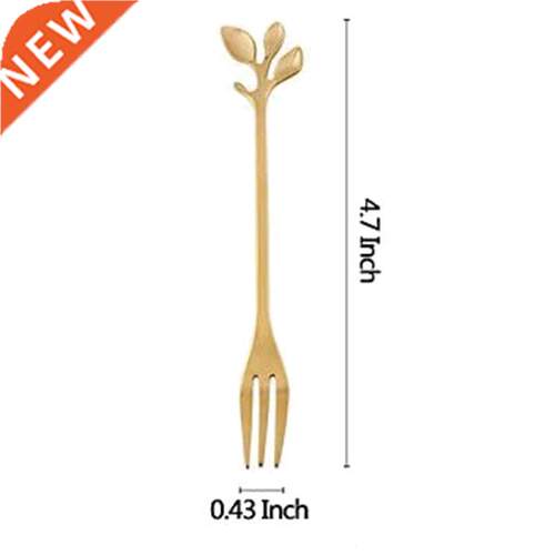 10 Pcs Stainless Steel Leaf Cake Fruit Forks Set Tasting Des