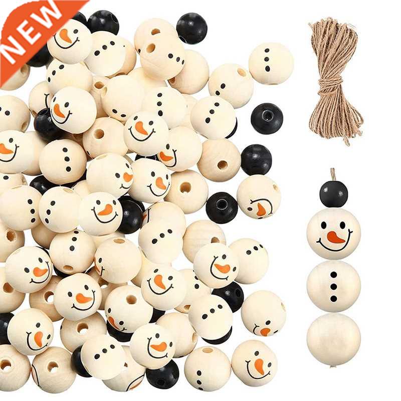 Christmas Snowman Wooden Beads Rustic Farmhouse Beads
