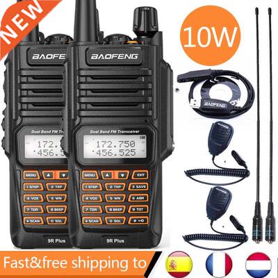 2PCS Walkie Talkies Waterproof Baofeng UV-9R PLUS 10W Portab