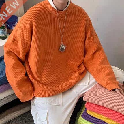 Mens Solid Harajuku Warm Knitted Sweaters Pullover 2022 Men