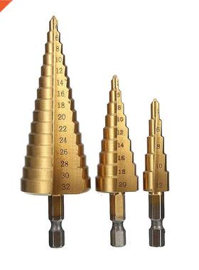 3pcs 4-12/20/32mm HSS Titanium Step CoDrill Bit Hex Shank Ho