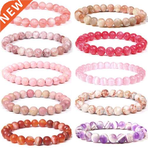 Pink Bracelet Natural Stone Bracelets Women Quartzs Agat Ang